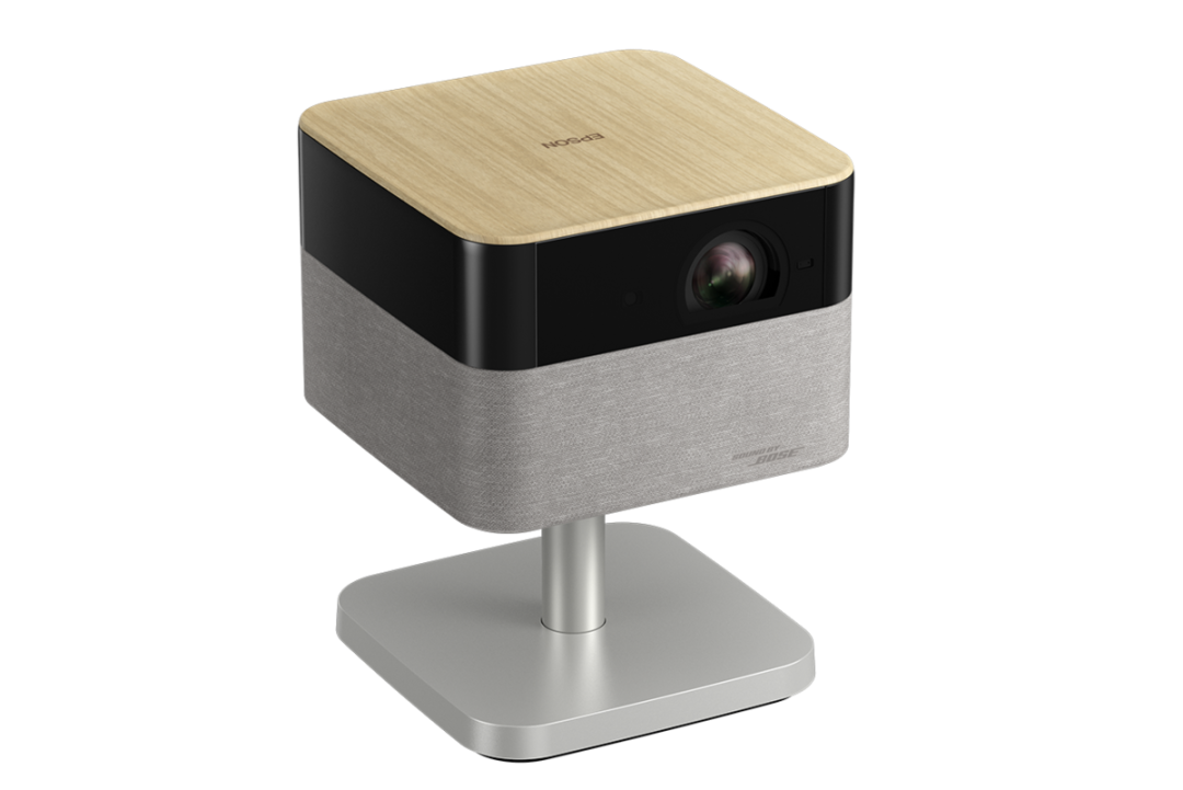 Epson EF-72 portable smart projector with wooden finish